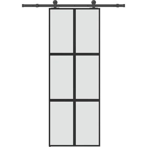 vidaXL Skydedør 76x205 cm med hærdet glas og aluminium
