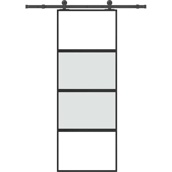 vidaXL Skydedør 76x205 cm med hærdet glas og aluminium