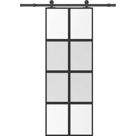 vidaXL Skydedør 76x205 cm med hærdet glas og aluminium