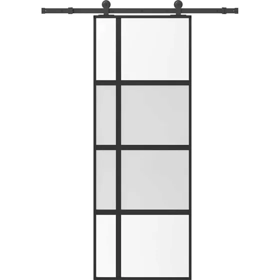 vidaXL Skydedør 76x205 cm med hærdet glas og aluminium
