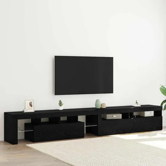 vidaXL TV-skab med LED 3 dele, sort eg, 260 x 37 x 40 cm