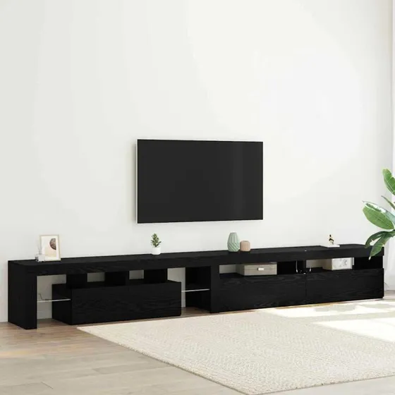 vidaXL TV-skab 3 dele, sort eg, 290 x 36,5 x 40 cm, konstrueret træ