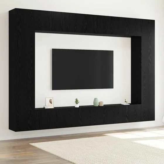 Eg 8-deligt tv-møbelsæt, sort, 100 x 30 x 30 cm