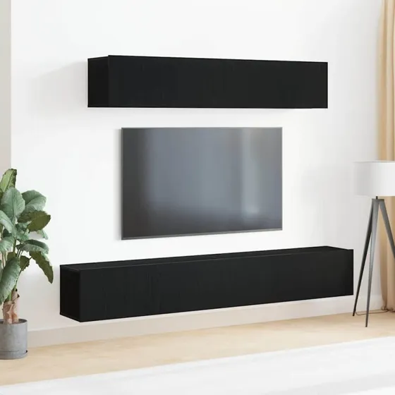 vidaXL TV-møbelsæt 4 dele, sort, 100 x 30 x 30 cm, konstrueret træ