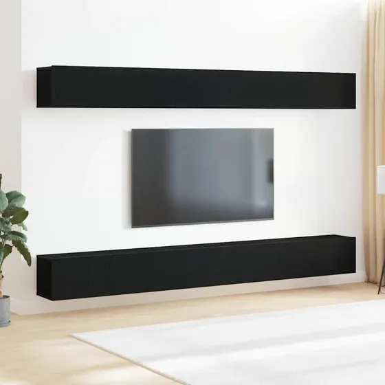 vidaXL Vægmonteret TV-møbelsæt 100x30x30 cm Sort Eg Konstrueret Træ