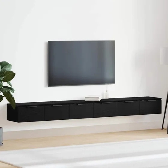 vidaXL Væghængt Skab 2 stk, Sort Eg, 102 x 30 x 20 cm, Konstrueret Træ