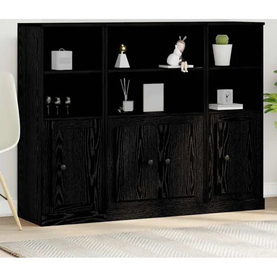 vidaXL Highboard Sort Eg 132 x 35,5 x 103,5 cm Konstrueret Træ