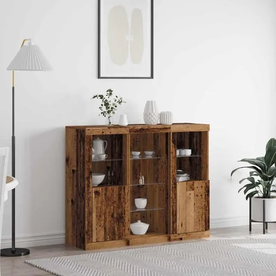 vidaXL LED Sideboard Gammelt Træ 123 x 37 x 100 cm