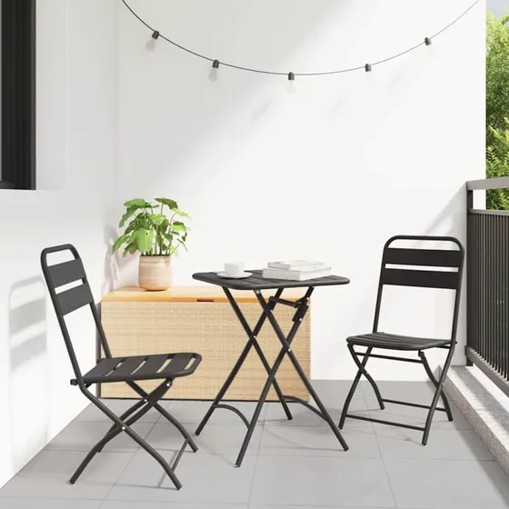 vidaXL Bistrosæt 3 stk Antracit Stål, foldbart