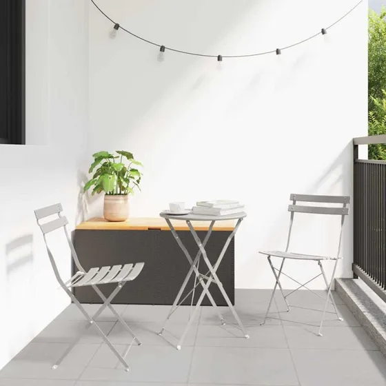 vidaXL Have sammenslåelig stol 2 stk Beige 42 x 46 x 82 cm Stål