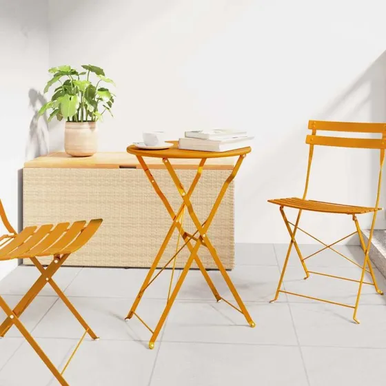 vidaXL Bistrobord Sennepsgul Ø50 x 71 cm Pulverlakeret Stål