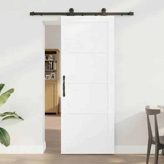 vidaXL ORKDAL Skydedør Hvid 78 x 202 cm Massiv Fyrretræ