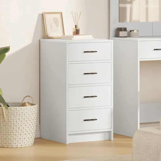 vidaXL Sideboard med Skuffer Hvid 40 x 41 x 75 cm Konstrueret Træ