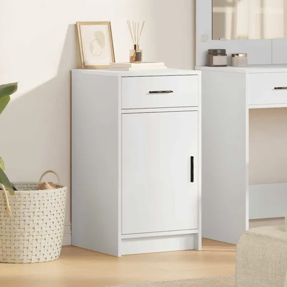 vidaXL Sideboard med skuffe Hvid 40 x 40,5 x 75 cm Konstrueret træ