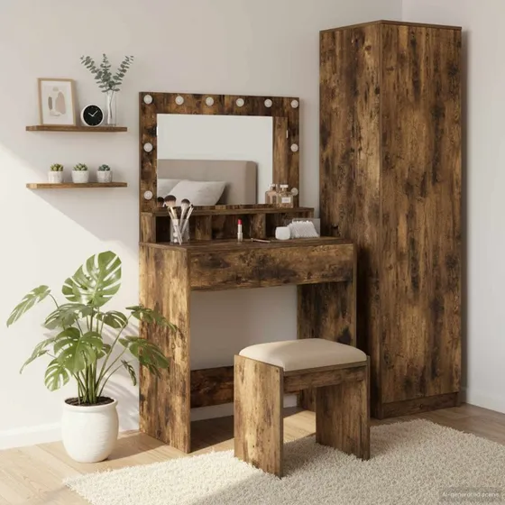 vidaXL Klædeskab med hylde, Røget eg, 75,5 x 41 x 135 cm, Konstrueret træ