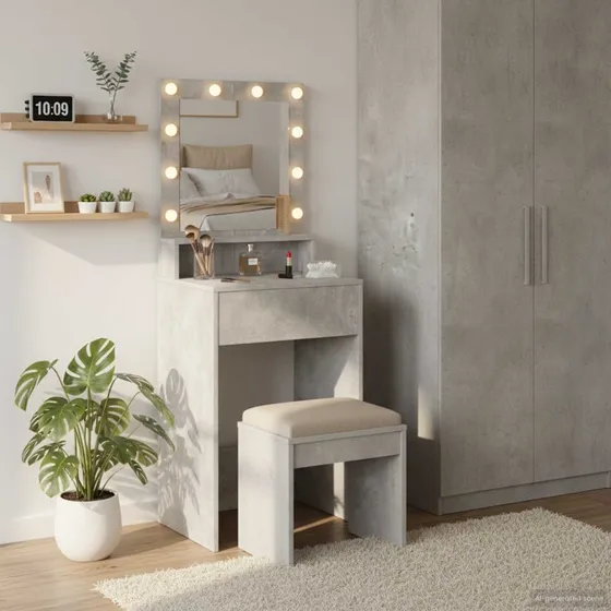 vidaXL Klædeskab med hylde Betongrå 50x41x135 cm Konstrueret træ