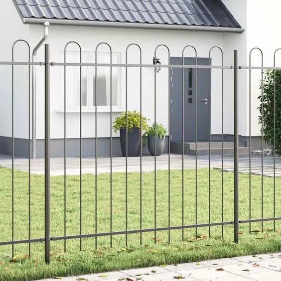 vidaXL Havehegn 3 stk, Grå, 5,1 x 1,5 m, Pulverlakeret Stål