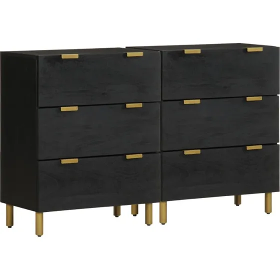 vidaXL Skænke 2 stk. 60x33x75 cm Konstrueret Træ Sort