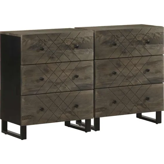 vidaXL Skænke 2 stk. 60x33x75 cm massivt mangotræ sort