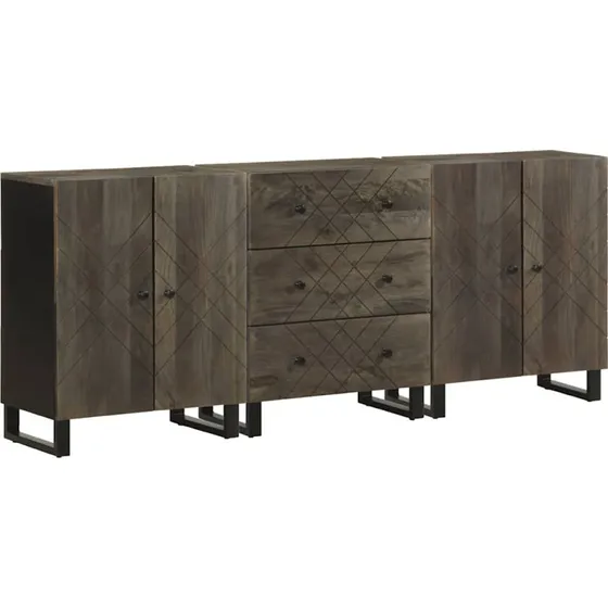vidaXL Skænke 3 stk. 60x33x75 cm massivt mangotræ sort