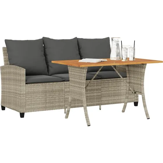 vidaXL 3-personers sofa med hynder og bord lysegrå