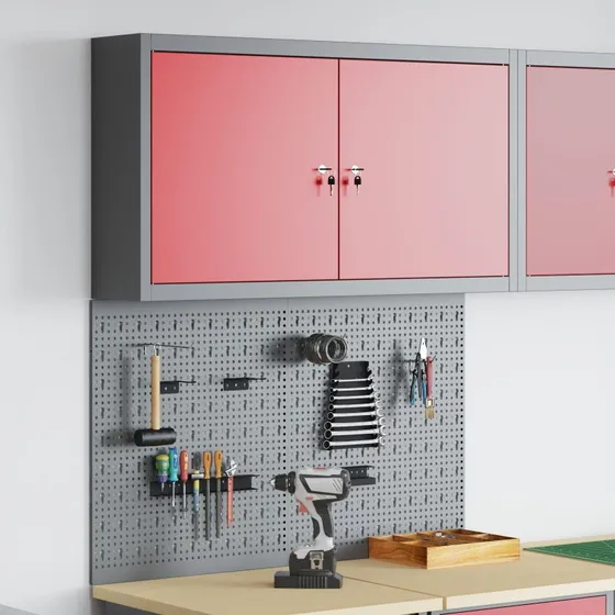 Rex Tools Værktøjsskab & Pegboard Sæt 3 stk Rød 100 x 20 x 115 cm Stål
