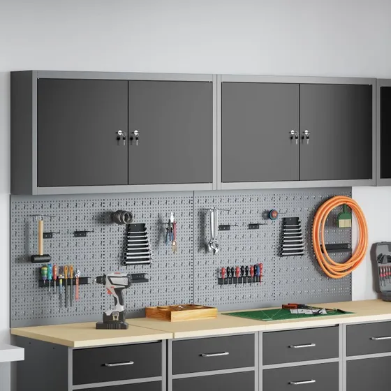 Bosch Værktøjsskab & Pegboard Sæt 6 stk, Sort, 200 x 20 x 115 cm