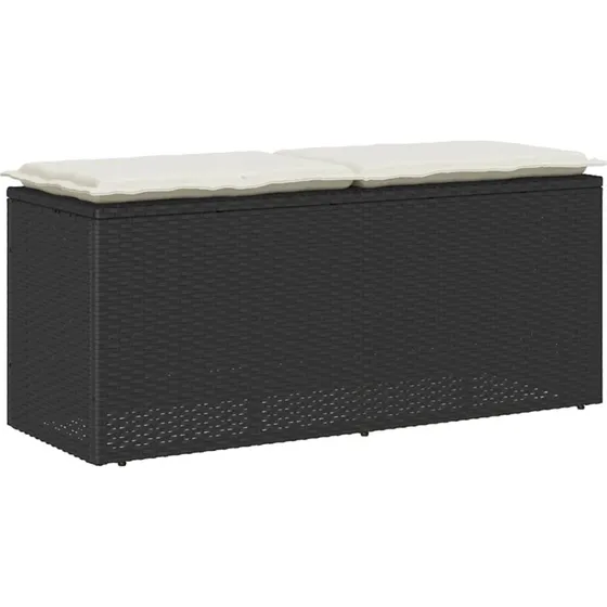 vidaXL havebænk med hynde 110x40x44 cm polyrattan sort