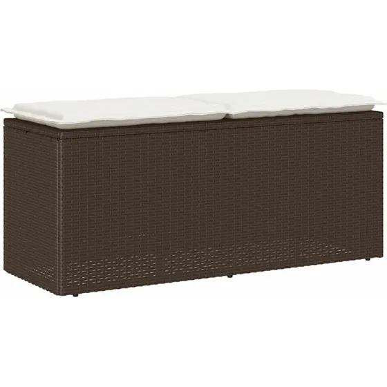 vidaXL Havebænk med Hynde 110x40x44 cm PolyRattan Brun