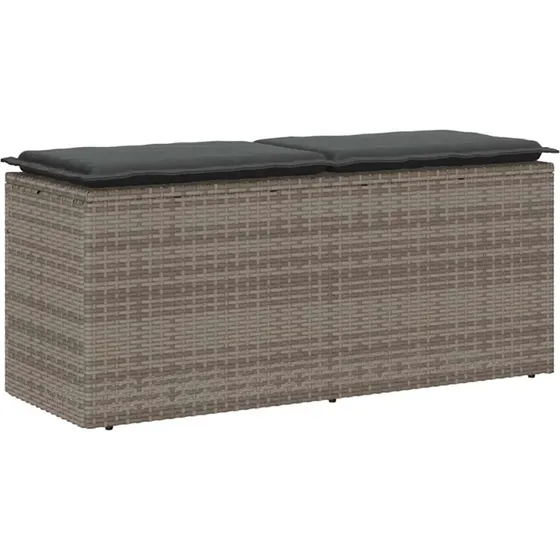vidaXL havebænk med hynde 110x40x44 cm grå polyrattan