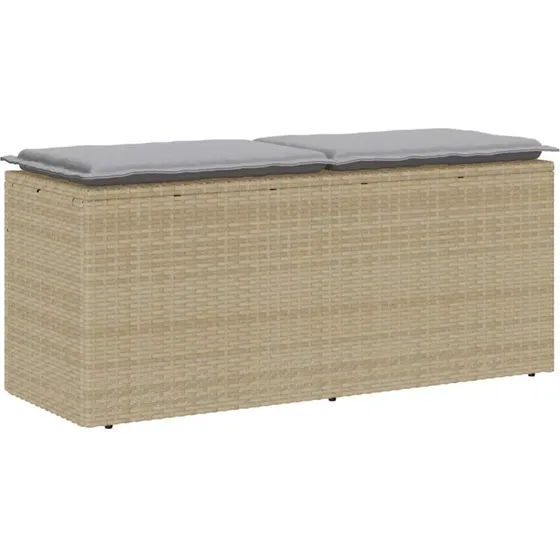 vidaXL Havebænk med Hynde 110x40x44 cm Polyrattan Beige