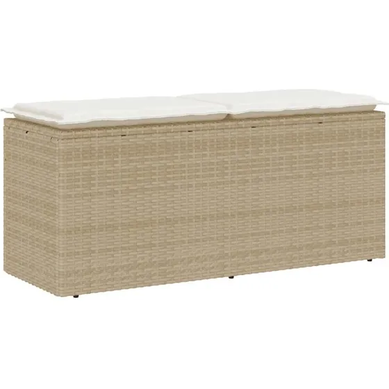 vidaXL havebænk med hynde 110x40x44 cm polyrattan beige