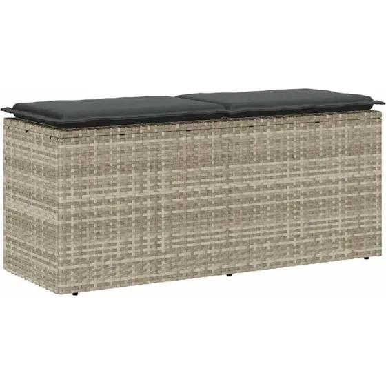 vidaXL Havebænk med Hynde 110x40x44 cm Lysegrå Polyrattan