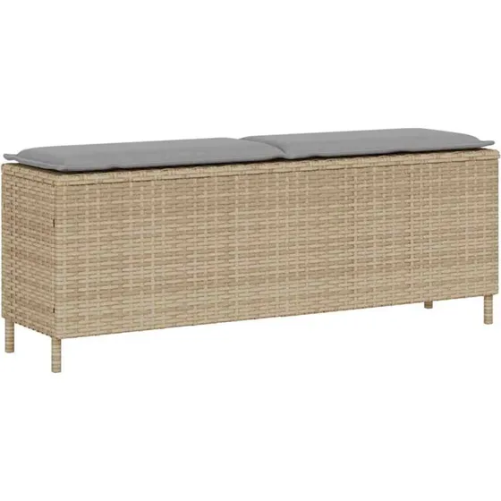 vidaXL Havebænk med Hynde 110x30x40,5 cm Polyrattan Beige