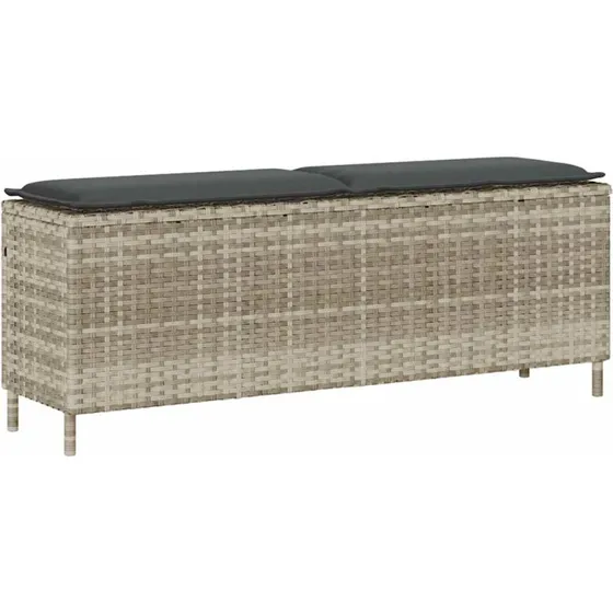 vidaXL havebænk med hynde 110x30x40,5 cm lysegrå polyrattan
