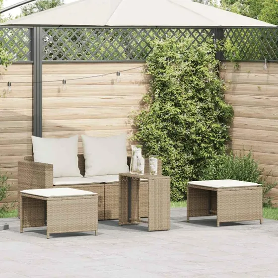 vidaXL 5-deles stabelbar polyrattan sofasæt beige