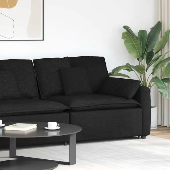 vidaXL Sofaarmlænsendemodul 100 cm sort med hynder