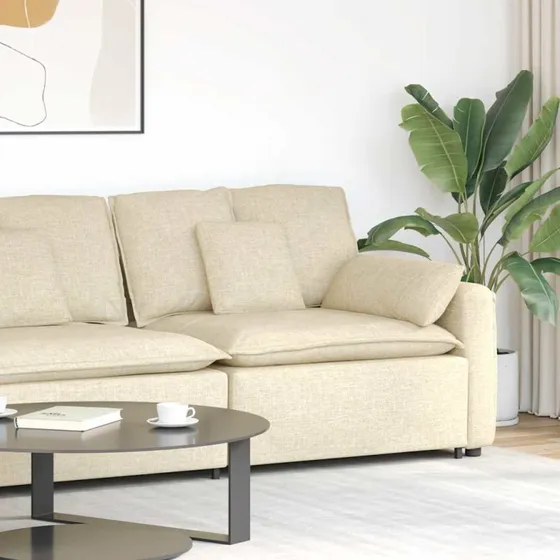 vidaXL modulopbygget sofaarmlænsendemodul 100 cm cremefarvet