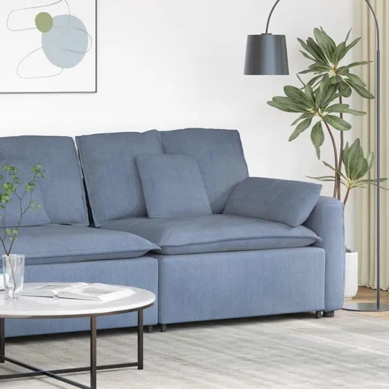 vidaXL 100 cm blå modulopbygget sofaarmlænsendemodul med hynder