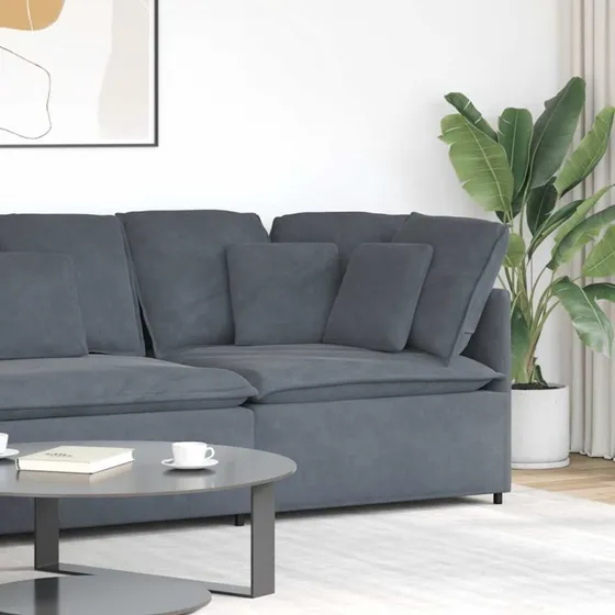 vidaXL modulsofa hjørnemodul 100 cm mørkegrå med hynder