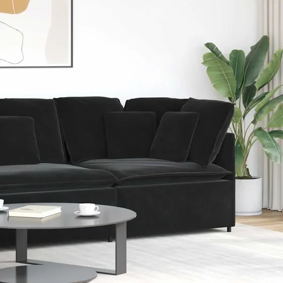 vidaXL modulsofa hjørnemodul 100 cm sort med hynder