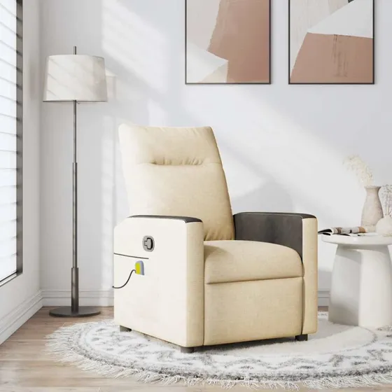 vidaXL Massagestol Stof Cremefarvet