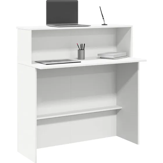 vidaXL Receptionsdisk hvid 100x50x103,5 cm konstrueret træ