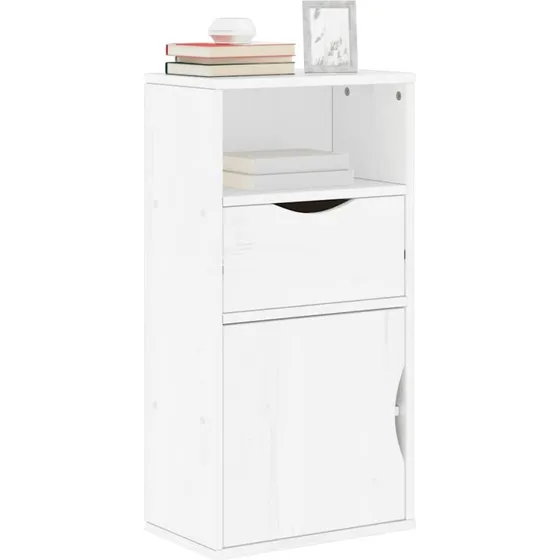 vidaXL Sideskab ODDA 40x24x79 cm massivt fyrretræ hvid med skuffe