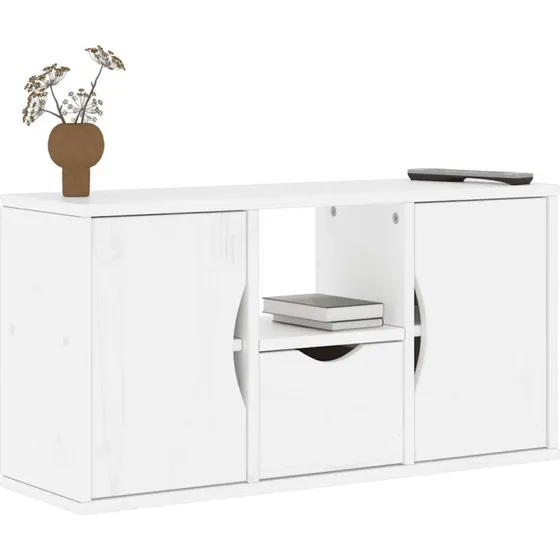 vidaXL TV-skab ODDA 79x24x40 cm hvid massivt fyrretræ med skuffe