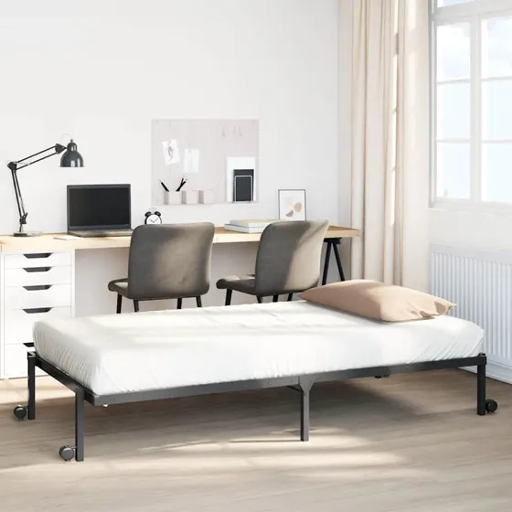 vidaXL Sengeramme Foldbar 90x190 cm Stål Sort