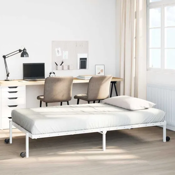vidaXL Sengeramme Foldbar 75x190 cm Stål Hvid