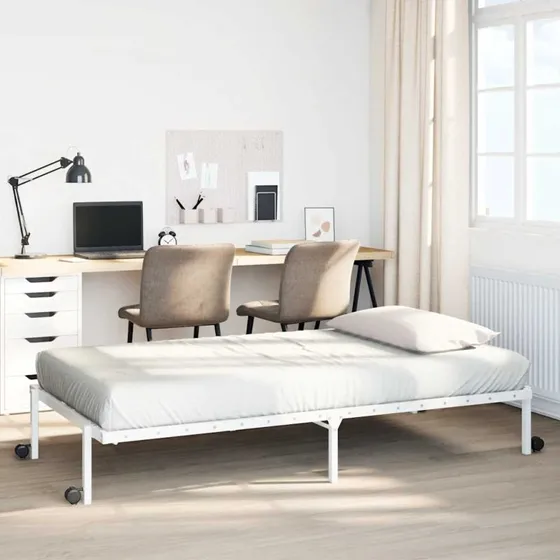 vidaXL Sengeramme Foldbar Stål 107x203 cm Hvid