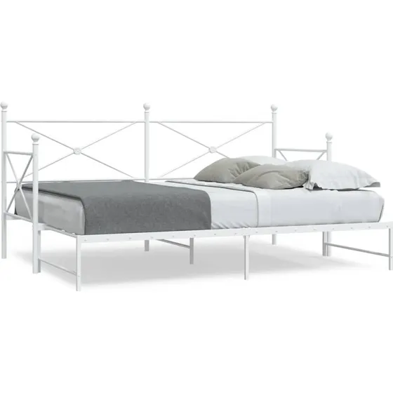vidaXL Daybed med udtræk 90x200 cm stål hvid