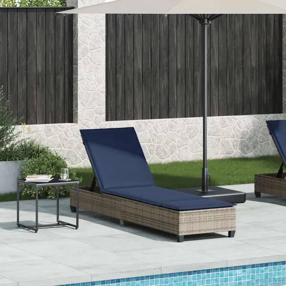 vidaXL Liggestol med Hynder 55x200x25,5 cm Polyrattan Grå